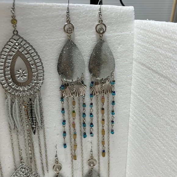 Silver bundle of 8 sets Dangle/ chandelier Earrings vacation events ceremonies - Picture 6 of 10